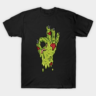 Zombie Hand Threes Sign Gesture Funny Basketball Points Gift T-Shirt